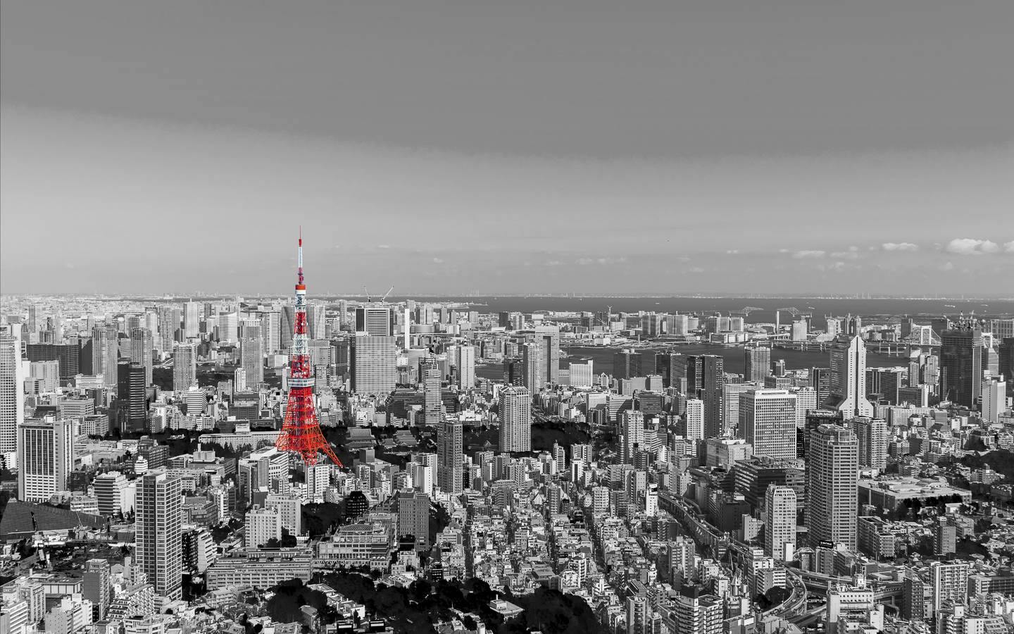 東京タワーと東京の街並み